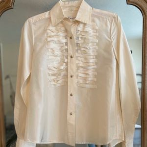 Oscar de la Renta Tuxedo Silk Blouse